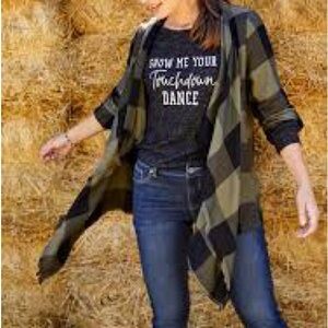 Plaid Open Front Kimono Cardigan Oversized Fall Layer Size 1X